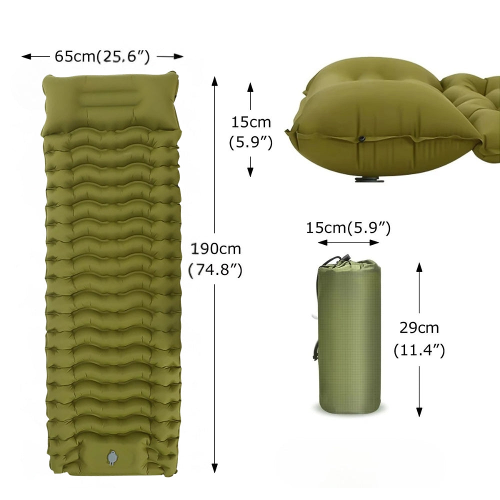 Inflatable Camping Mattress Sleeping Pad with Built-in Pillow and Pump