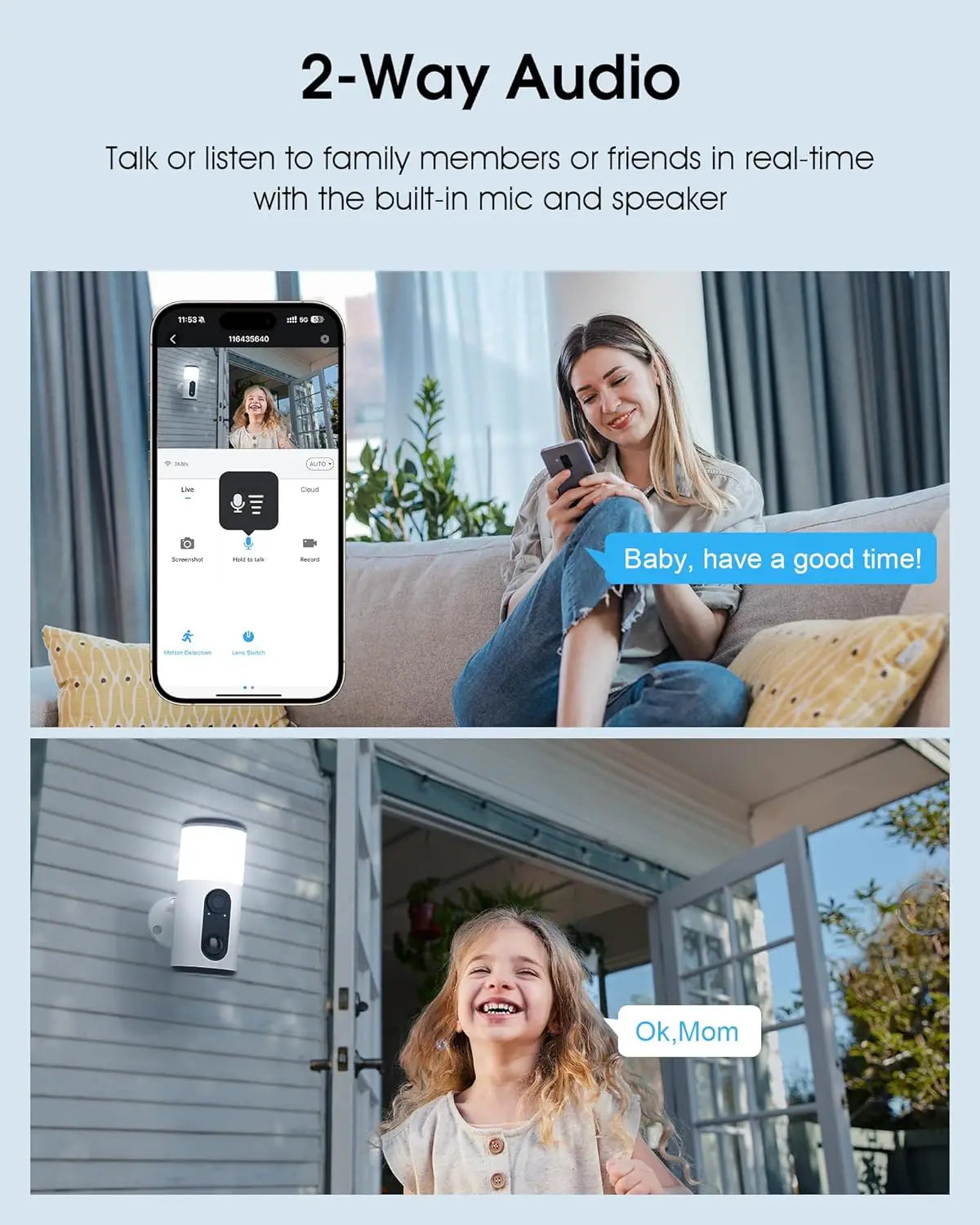 ANRAN 2K Solar Security Camera,Wireless WiFi Floodlight Camera Outdoor,Color Night Vision,Motion Detection,Spotlight Siren Alarm