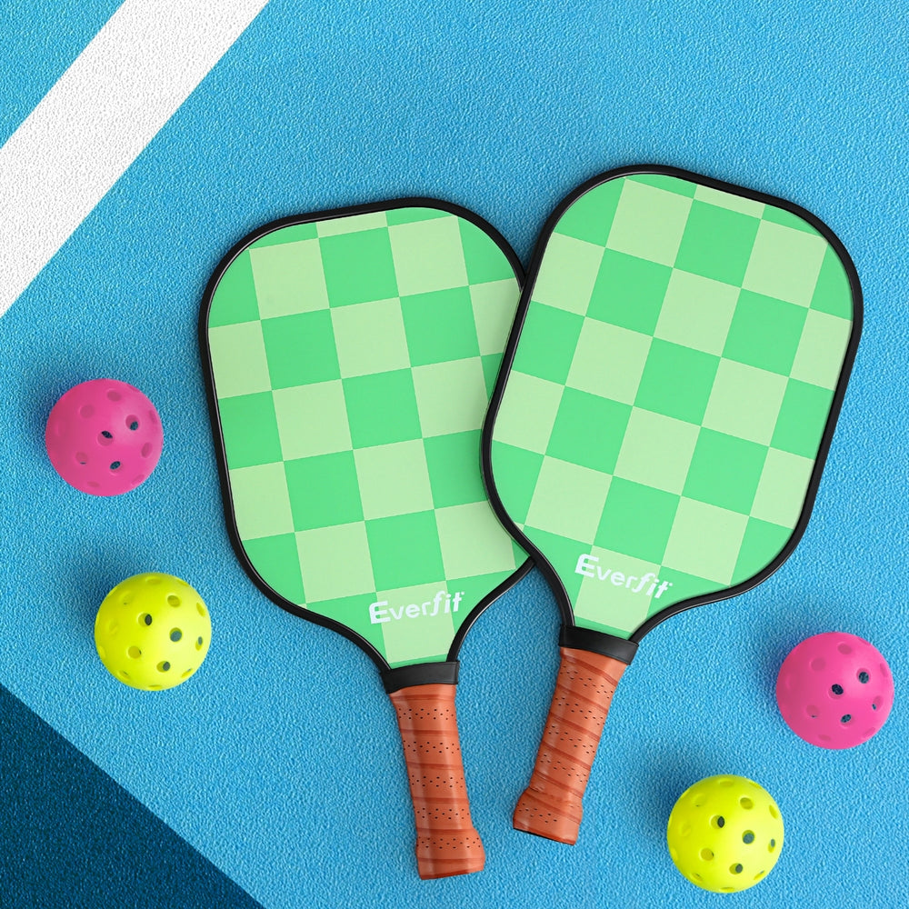 Everfit Pickleball Paddle Set Fiberglass with Balls Bag Tournament Kit 2PCS Pickle Balls Rackets