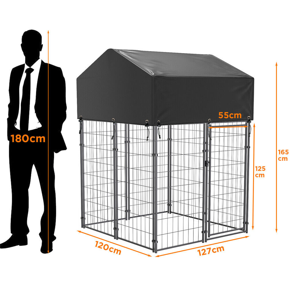 Small Outdoor Dog Kennel Pet Cage with Roof Cover 125x120x165cm