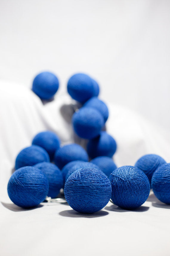 50 Ball Dark Blue LONG 5m String Light Battery Box 5cm Cotton Ball Christmas Birthday Boy Special Occasion Decoration