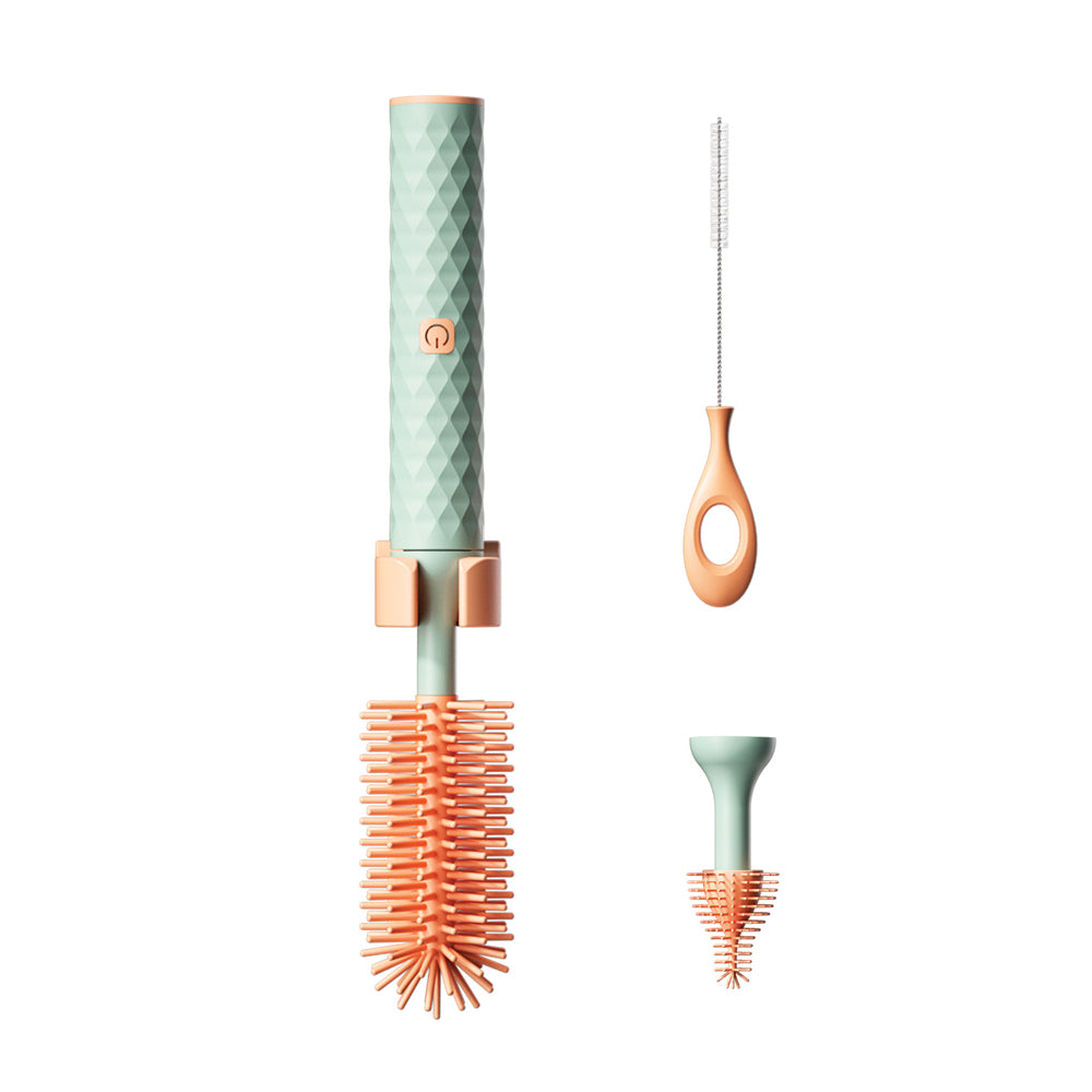 Vibe Geeks 3-in-1 Electric Silicone Cordless Bottle Brush Cleaner Usb Rechargeable - Pink