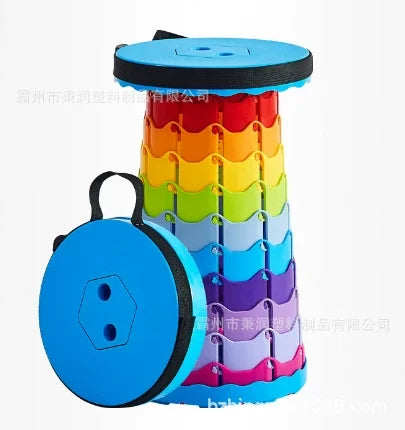 Portable Plastic Folding Telescopic Chair, Lightweight Adjustable Stool for Fishing Beach Camping, Compact Outdoor Foldable Seat