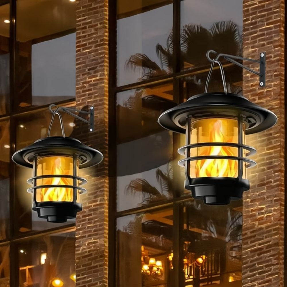 Solar Hanging Outdoor Lantern with Flickering Flames