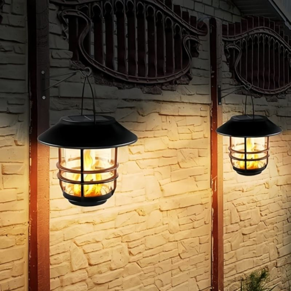 Solar Hanging Outdoor Lantern with Flickering Flames