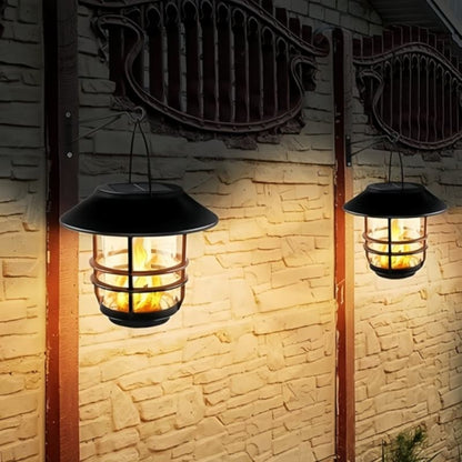 Solar Hanging Outdoor Lantern with Flickering Flames
