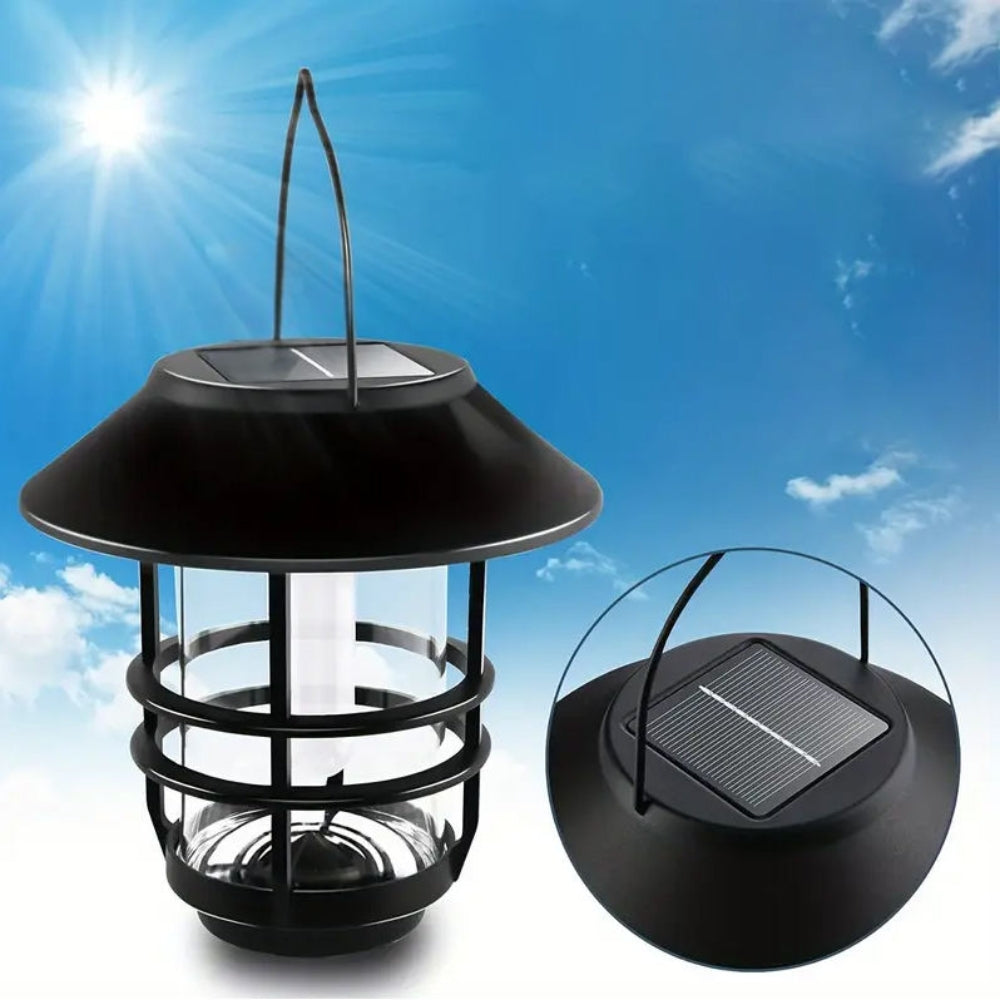 Solar Hanging Outdoor Lantern with Flickering Flames