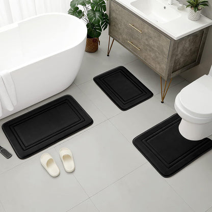 3pcs set Household Non-Slip Bath Mat Absorbent Floor Rug