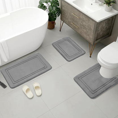 3pcs set Household Non-Slip Bath Mat Absorbent Floor Rug