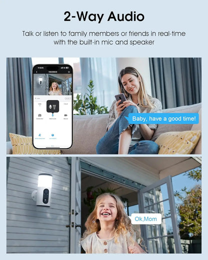 ANRAN 2K Solar Security Camera,Wireless WiFi Floodlight Camera Outdoor,Color Night Vision,Motion Detection,Spotlight Siren Alarm