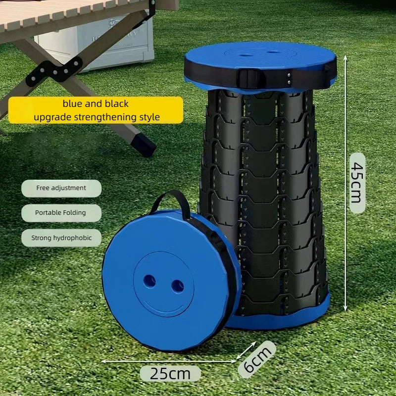 Portable Plastic Folding Telescopic Chair, Lightweight Adjustable Stool for Fishing Beach Camping, Compact Outdoor Foldable Seat
