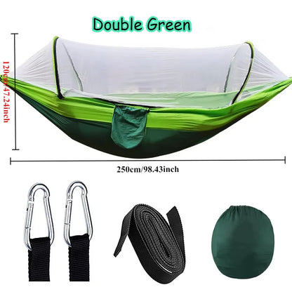 Outdoor Camping Hammock High Strength Parachute Fabric With Mosquito Net Lightweight Hanging Hammocks Hanging Bed Net 250x120cm