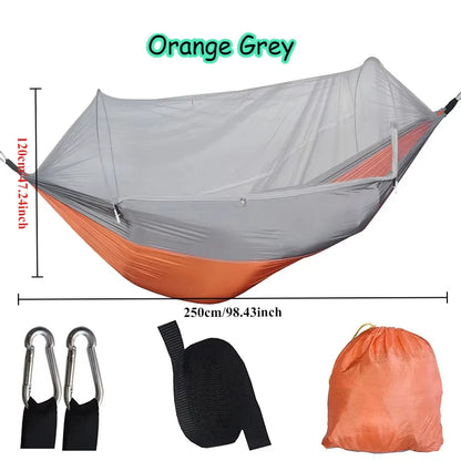 Outdoor Camping Hammock High Strength Parachute Fabric With Mosquito Net Lightweight Hanging Hammocks Hanging Bed Net 250x120cm