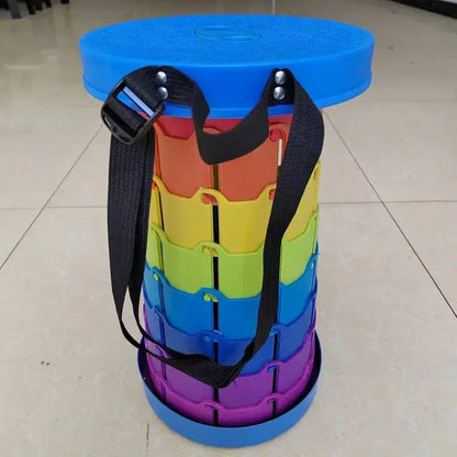 Portable Plastic Folding Telescopic Chair, Lightweight Adjustable Stool for Fishing Beach Camping, Compact Outdoor Foldable Seat