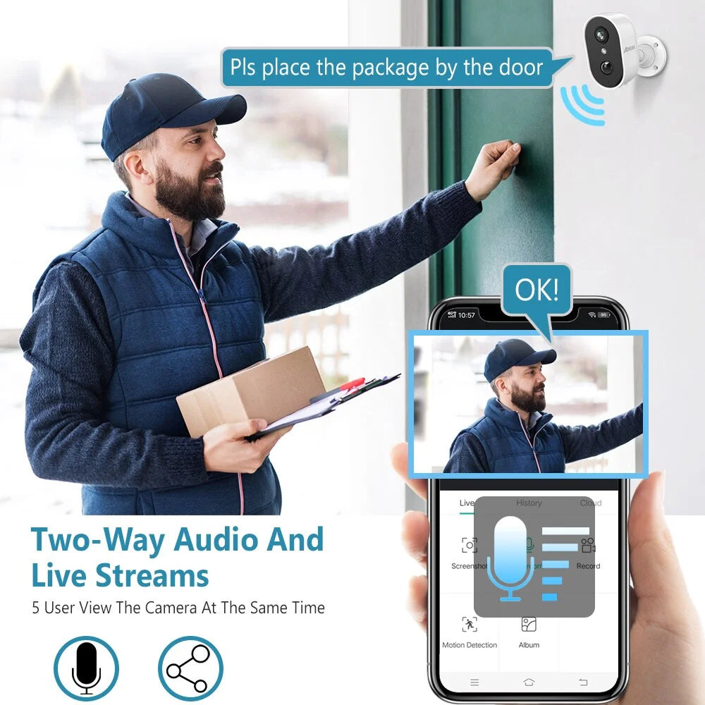 Anran Best Selling 3MP 2K Rechargeable Battery Waterproof Outdoor Wireless Wifi Mini Security CCTV Camera