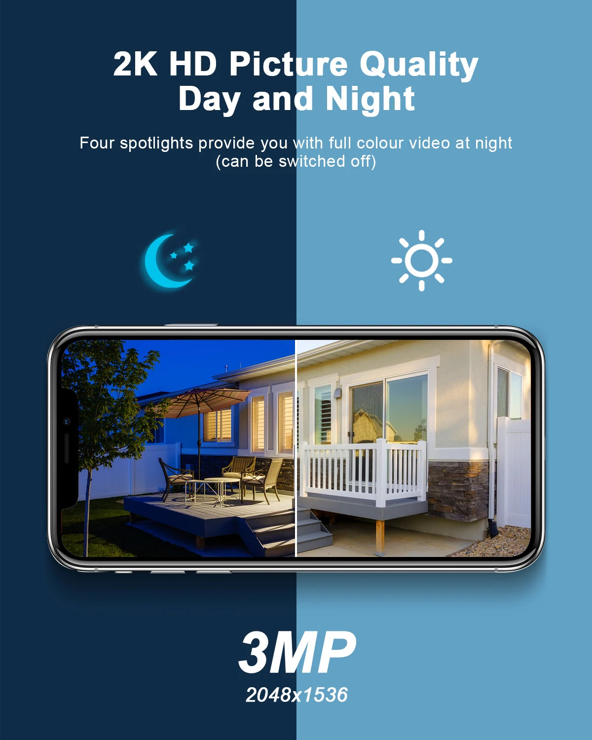 ANRAN 5MP 3K FHD 100% Wireless Support Alexa Color Night Vision Spotlight Outdoor Solar Wifi CCTV Camera