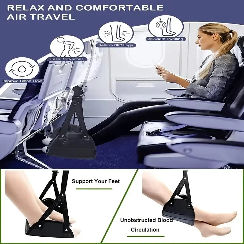Portable Foot Mat - Adjustable Strap Office Resting Foot Mat & Travel Airplane