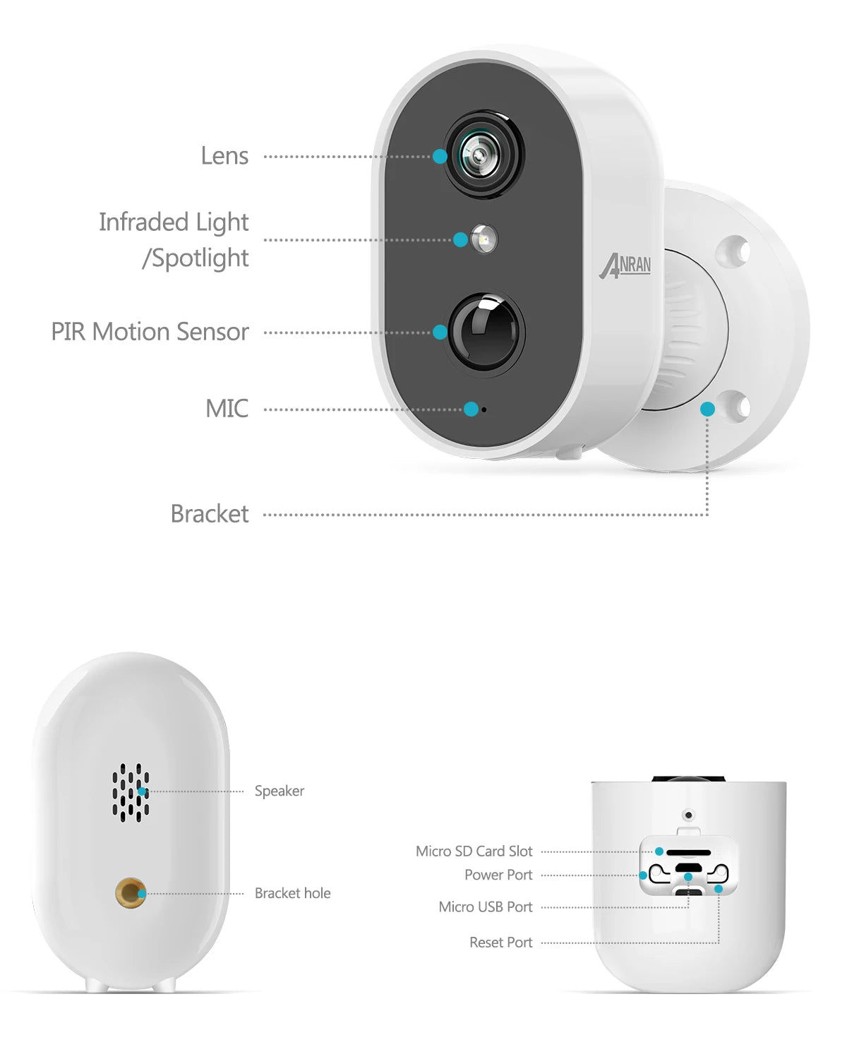 Anran Best Selling 3MP 2K Rechargeable Battery Waterproof Outdoor Wireless Wifi Mini Security CCTV Camera