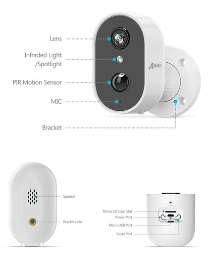 Anran Best Selling 3MP 2K Rechargeable Battery Waterproof Outdoor Wireless Wifi Mini Security CCTV Camera
