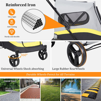 Dog Stroller w/ Rain Cover Foldable Pet Cart