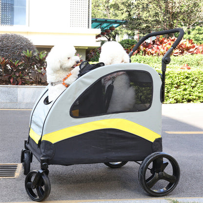 Dog Stroller w/ Divider, Foldable Pet Cart