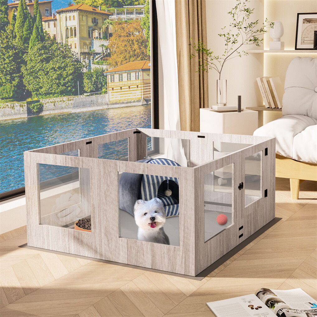Large Dog Indoor Whelping Box, Tempered Glass & MDF