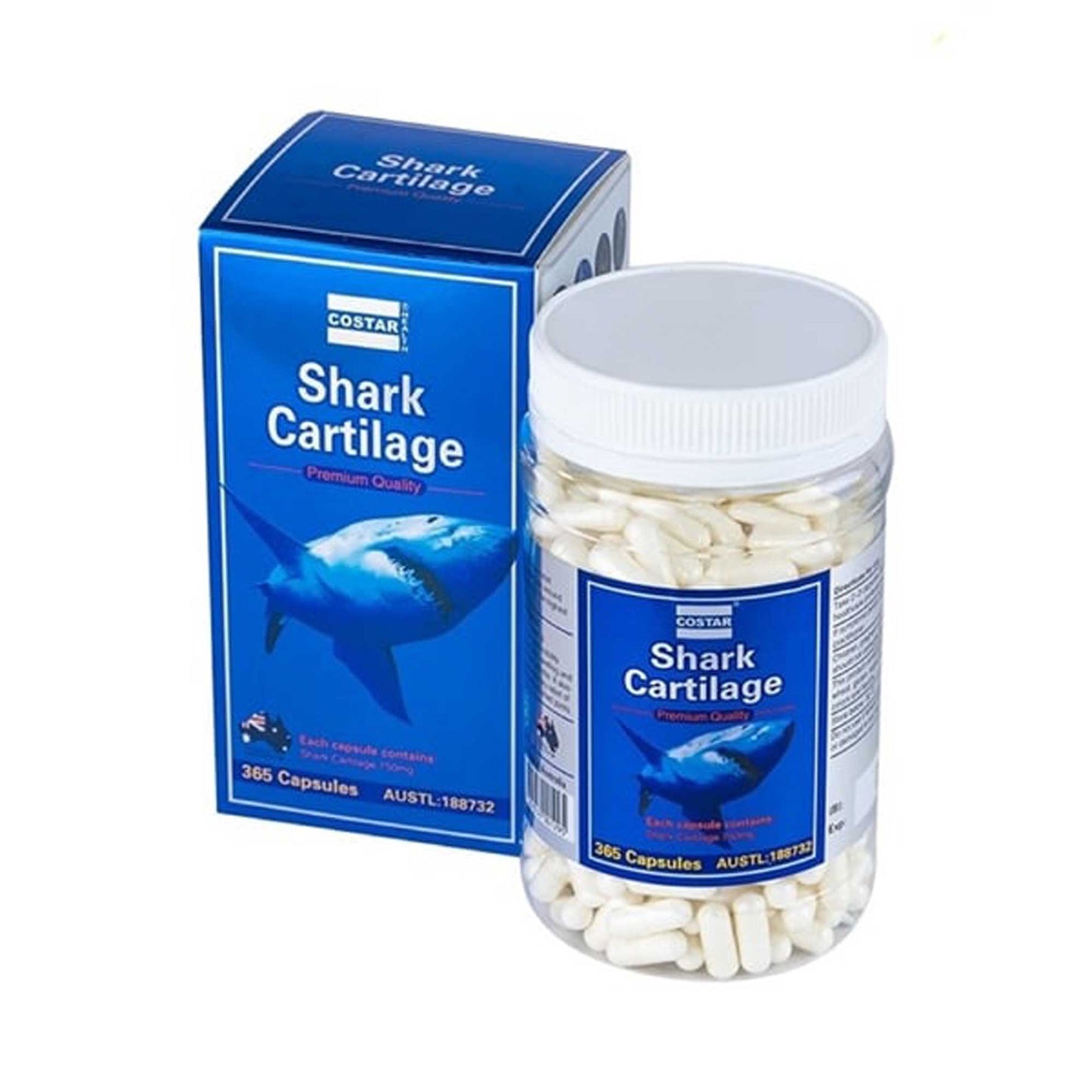 365x 750mg Shark Cartilage Caps Costar Joint Anti Inflammatory Supplement
