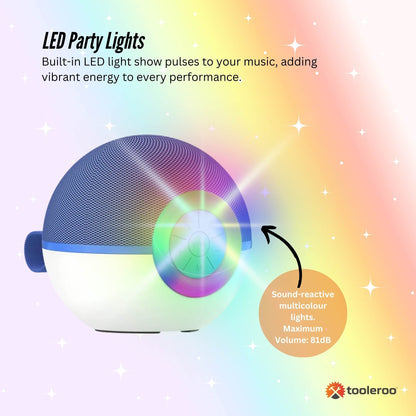 Mini Karaoke Machine and 2x Wireless Microphones Portable Bluetooth Speaker Blue