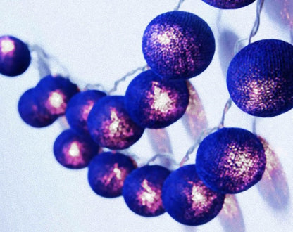 20 Ball Dark Blue 3m String Light Battery Box 5cm Cotton Ball  Christmas Birthday Boy Special Occasion Decoration