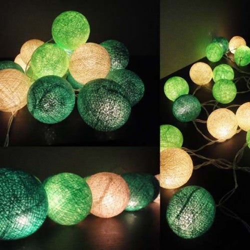 20 Ball Green 3m String Light Battery Box 5cm Cotton Ball  Christmas Birthday Garden Special Occasion Decoration