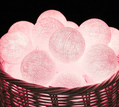 20 Ball Pastel Pink 3m String Light Battery Box 5cm Cotton Ball  Christmas Birthday Bbay Girl Special Occasion Decoration