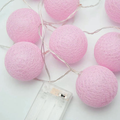 50 Ball Pastel Pink LONG 5m String Light Battery Box 5cm Cotton Ball  Christmas Birthday Bbay Girl Special Occasion Decoration