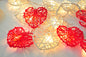 20 Red and White 3D Hollowed Rattan Heart-Shaped 3M String Fairy Lights, Battery (AA) Indoor & Outdoor Decorations Wedding Valentines Romantic Room Table Lighting
