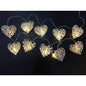 50 White 3D Hollowed Rattan Heart-Shaped 5M LONG String Fairy Lights, Battery (AA) Indoor & Outdoor Decorations Wedding Valentines Romantic Room Table Lighting