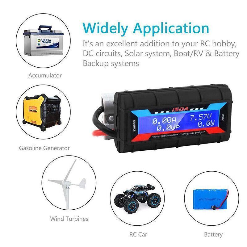 150A Digital LCD Amp Watt Meter Power Analyser Solar Caravan