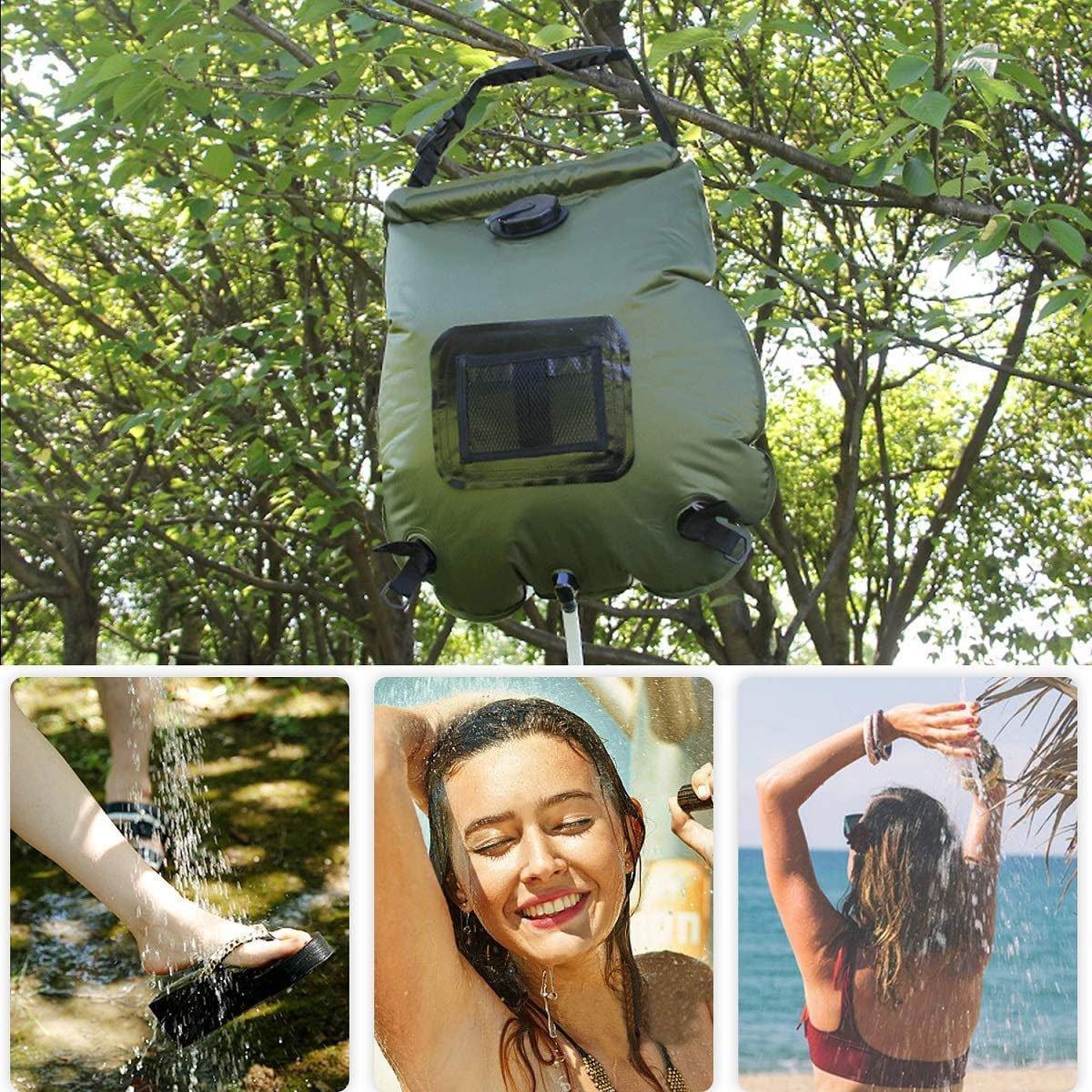 20L Camp Shower Bag Solar Heat Water Pipe Portable Camping Hiking Travel Outdoor