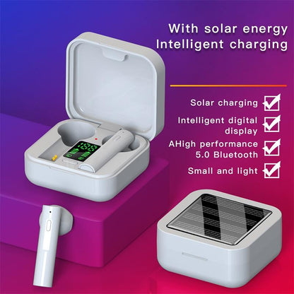 Mini Solar Sport Bluetooth Earphones with Charging Box