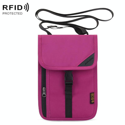 Neck Strap Rfid Passport Bag for Travel - Rose Red