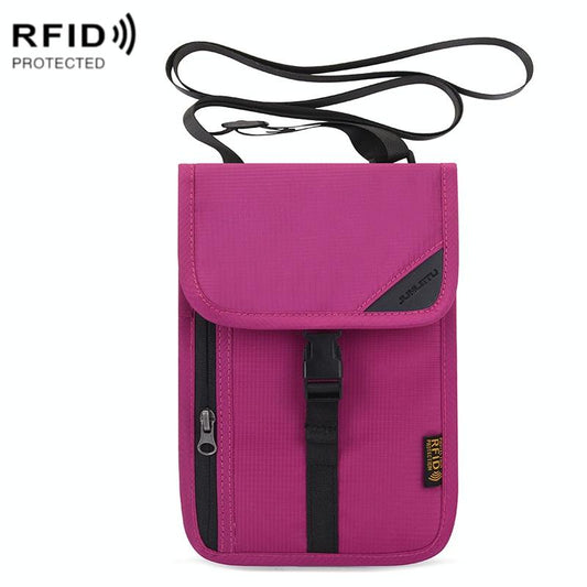 Neck Strap Rfid Passport Bag for Travel - Rose Red
