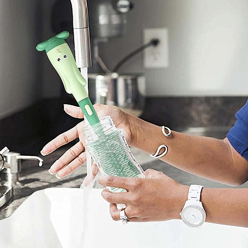 Vibe Geeks 3 in 1 Silicone Bottle and Teat Cleaning Brush - Green