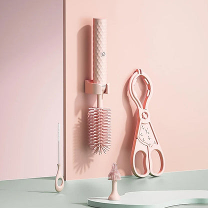 Vibe Geeks 360° Rotation Long Handle Reusable Silicone Baby Bottle Brush Set - Green