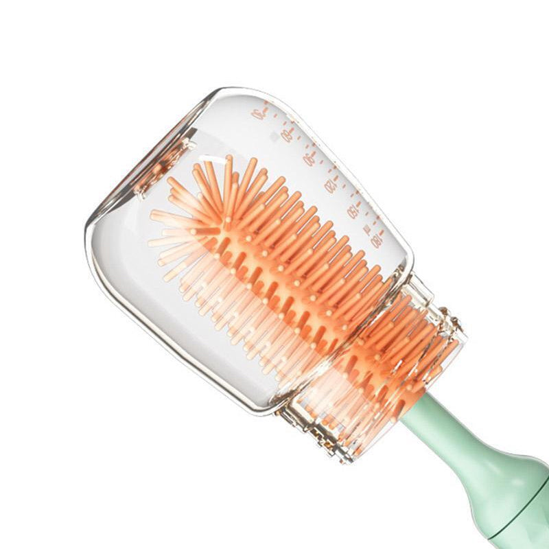 Vibe Geeks 360° Rotation Long Handle Reusable Silicone Baby Bottle Brush Set - Pink