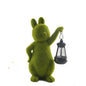 Green Solar-Powered Rabbit Statue with LED Lantern - Cute Garden & Lawn Decoration