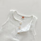 70cm White Sleeveless Bubble Cotton Baby Romper - Soft Newborn Onesie for Boys and Girls, 0-2 Years