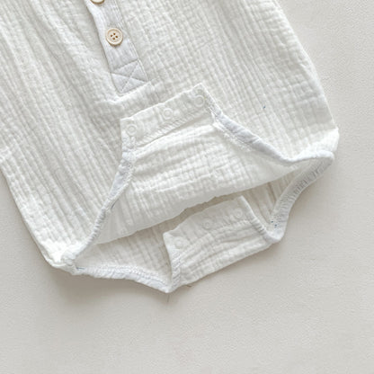 80cm White Sleeveless Bubble Cotton Baby Romper - Soft Newborn Onesie for Boys and Girls, 0-2 Years