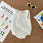 100cm White Sleeveless Bubble Cotton Baby Romper - Soft Newborn Onesie for Boys and Girls, 0-2 Years