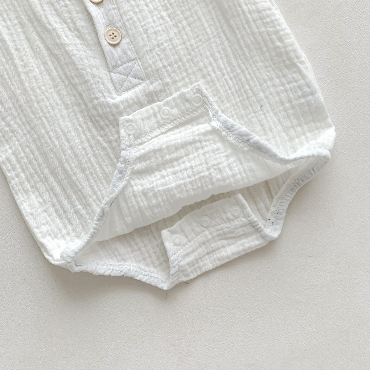 80cm Khaki Sleeveless Bubble Cotton Baby Romper - Soft Newborn Onesie for Boys and Girls, 0-2 Years