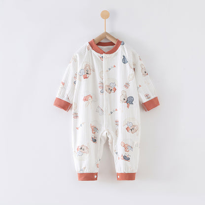 66 Size Koala Kingdom Class A Pure Cotton Long-Sleeve Baby Onesie - Cozy Newborn Bodysuit for Fall and Winter