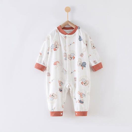 80 Size Koala Kingdom Class A Pure Cotton Long-Sleeve Baby Onesie - Cozy Newborn Bodysuit for Fall and Winter