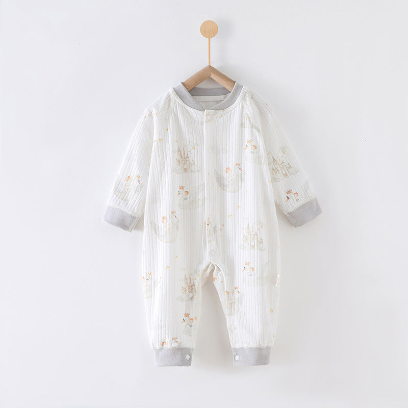66 Size The Prince of the Castle Class A Pure Cotton Long-Sleeve Baby Onesie - Cozy Newborn Bodysuit for Fall and Winter